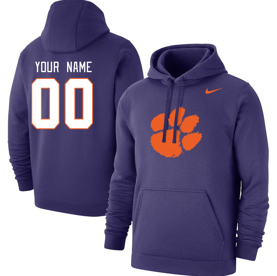 Custom Clemson Tigers Name And Number College Hoodie-Purple - Click Image to Close